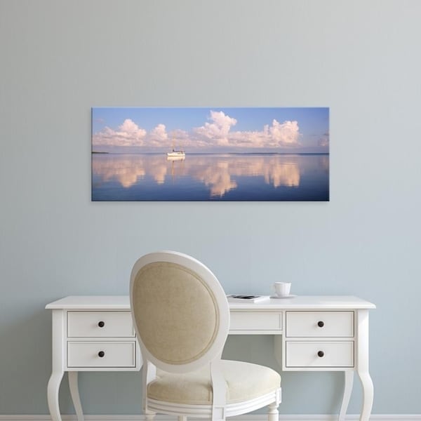 Easy Art Prints Panoramic Images's 'Boat Floating In Sea, Florida Keys, Florida, USA' Premium Canvas Art