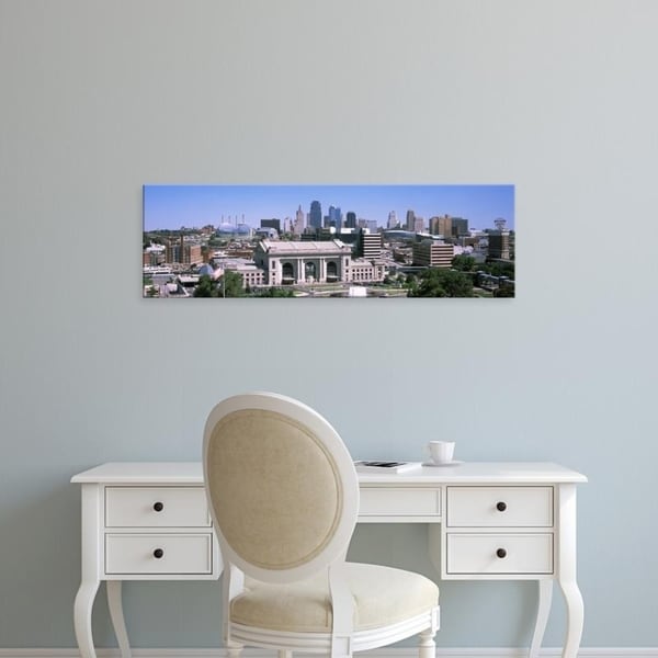 Easy Art Prints Panoramic Images's 'Union Station with city skyline in background, Kansas City, Missouri' Premium Canvas Art
