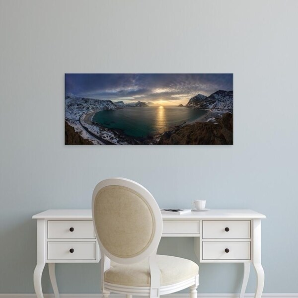 Easy Art Prints Panoramic Images's 'Rhyolite mountains during sunset, Landmannalaugar, Iceland' Premium Canvas Art