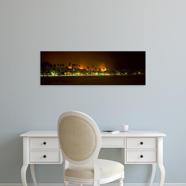 Easy Art Prints Panoramic Images's 'City burning at night, Montecito, Santa Barbara, California' Canvas Art