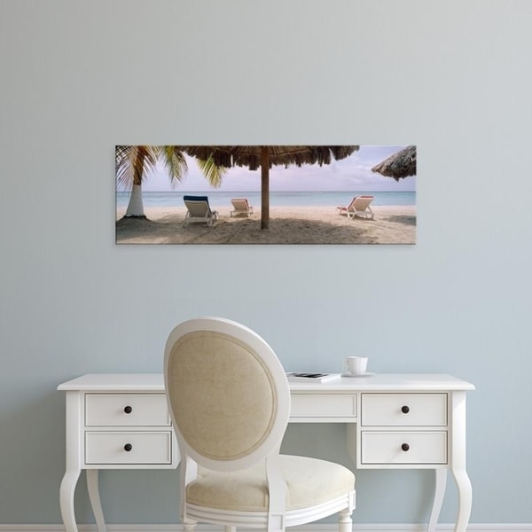 Easy Art Prints Panoramic Images's 'Lounge chairs on 7-Mile Beach, Negril, Jamaica' Premium Canvas Art