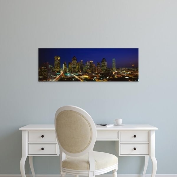 Easy Art Prints Panoramic Images's 'Buildings in a city lit up at night, Dallas, Texas, USA' Premium Canvas Art
