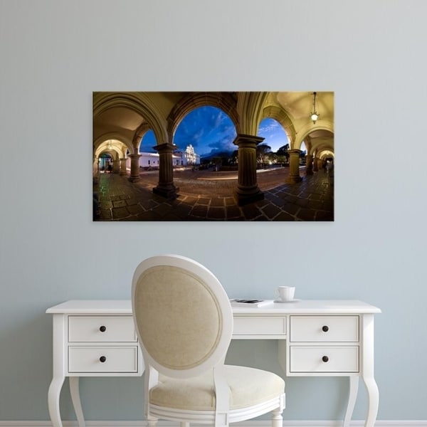 Easy Art Prints Panoramic Images's 'Palace at dusk, Palacio De Los Capitanes Generale, Antigua Guatemala, Guatemala' Canvas Art