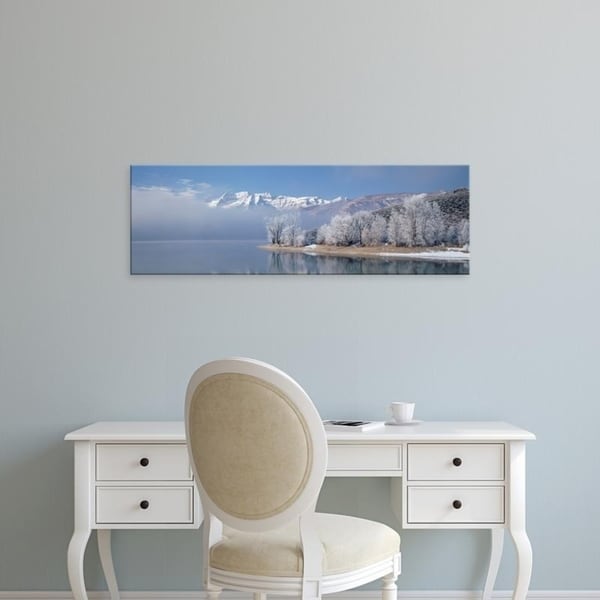 Easy Art Prints Panoramic Images's 'USA, Utah, Mt Timpanogos Deer Creek State Park, View of mist over a lake' Premium Canvas Art