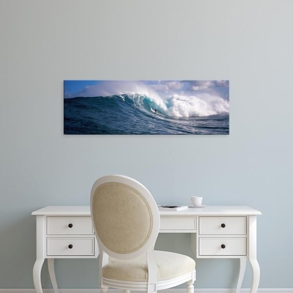 Easy Art Prints Panoramic Images's 'Surfer in the sea, Maui, Hawaii, USA' Premium Canvas Art