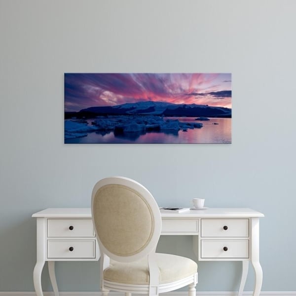 Easy Art Prints Panoramic Images's 'Icebergs in a glacial lake, Jokulsarlon Lagoon, Iceland' Premium Canvas Art