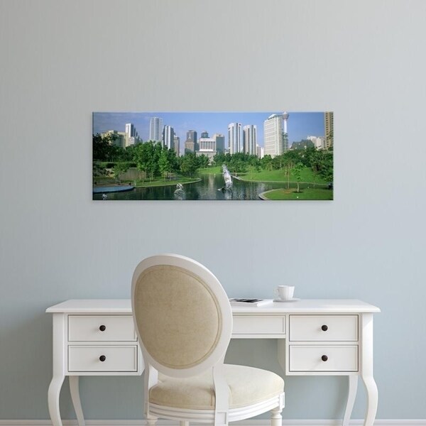 Easy Art Prints Panoramic Images's 'Park In The City, Petronas Twin Towers, Kuala Lumpur, Malaysia' Premium Canvas Art