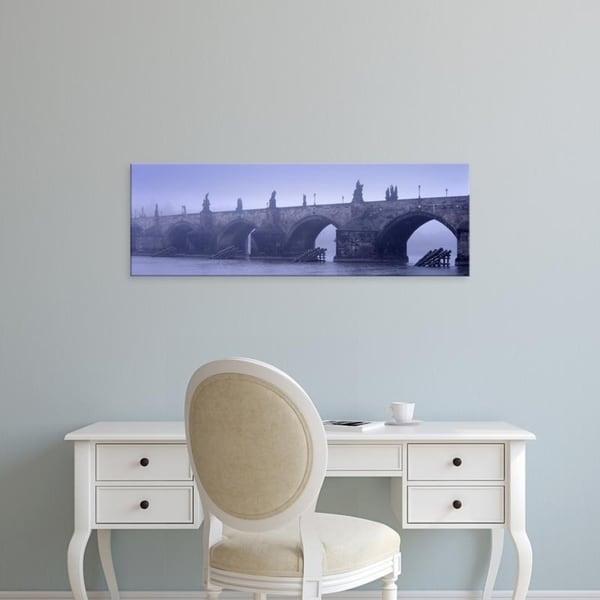 Easy Art Prints Panoramic Images's 'Bridge over a river, Charles Bridge, Prague, Czech Republic' Premium Canvas Art