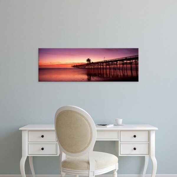 Easy Art Prints Panoramic Images's 'Silhouette of a pier, San Clemente Pier, Los Angeles County, California' Premium Canvas Art