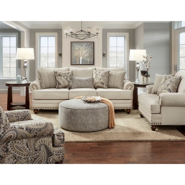 Shop Black Friday Deals On Carys Doe Off White Polyester Sofa Overstock 24174741