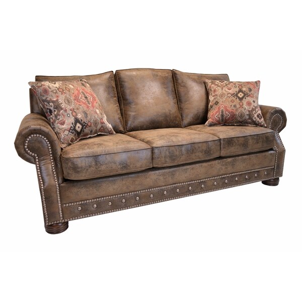 Magnus Brown Southwestern Sofa With Nailhead Trim Free Magnus Brown Southwestern Sofa With Nailhead Trim