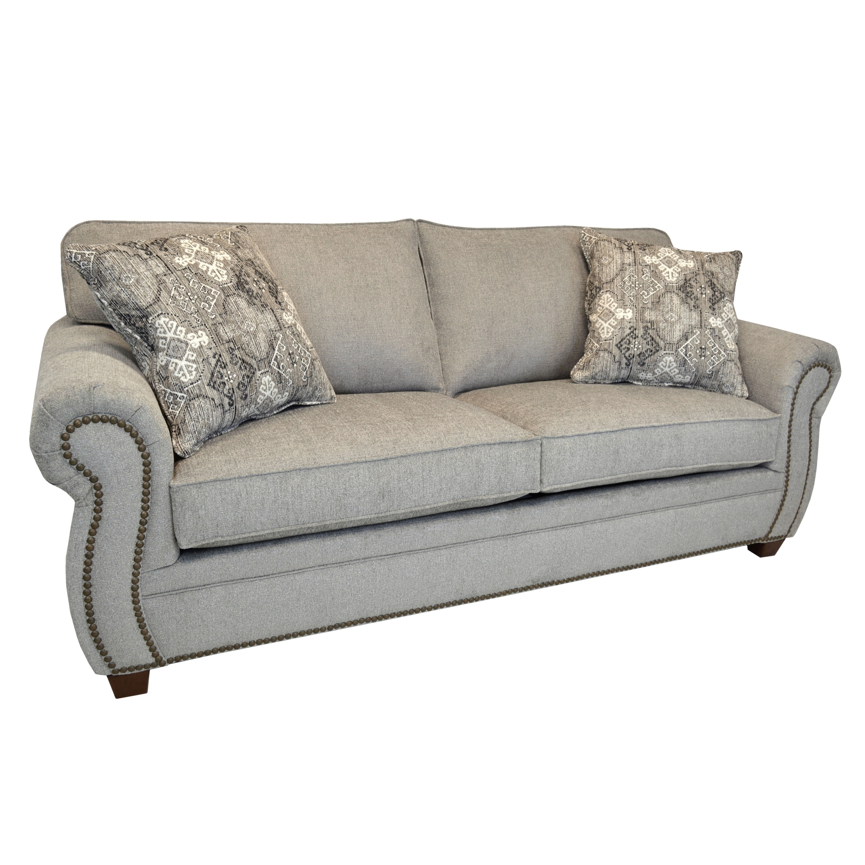 Gia Light Grey Fabric Sofa With Nailhead Trim On Gia Light Grey Fabric Sofa