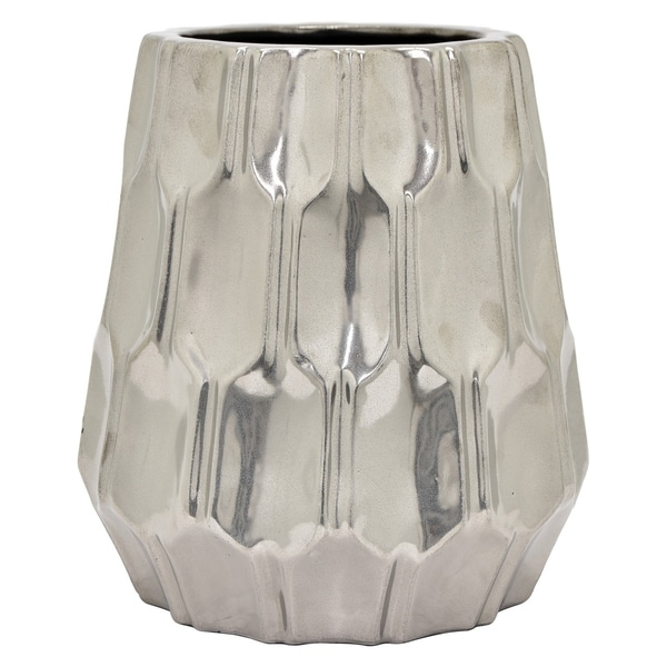 Three Hands Ceramic Vase-Silver