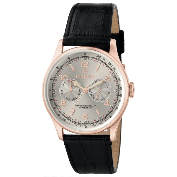 Invicta Men's 6753 'Vintage' Black Leather Watch