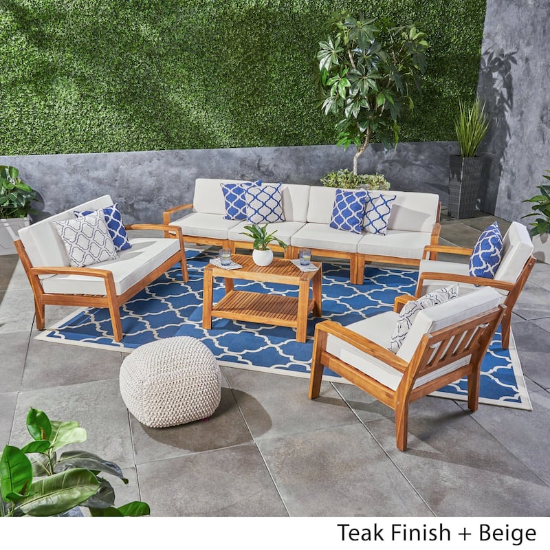 Grenada 8-piece Acacia Wood Sectional Chat Set by Christopher Knight Home