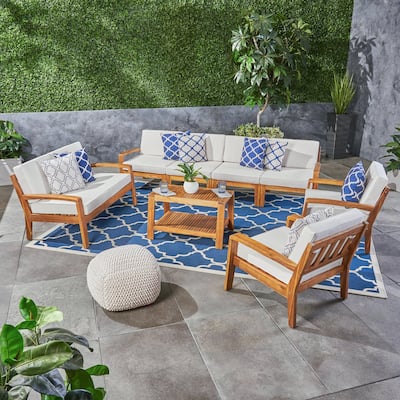 Grenada 8-piece Acacia Wood Sectional Chat Set by Christopher Knight Home