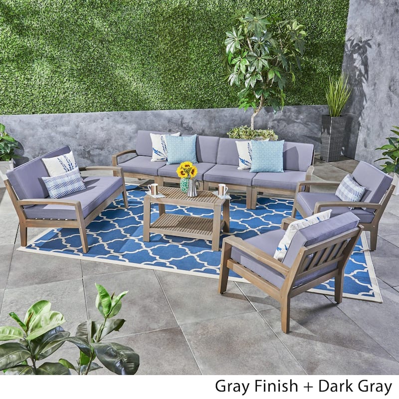 Grenada 8-piece Acacia Wood Sectional Chat Set by Christopher Knight Home