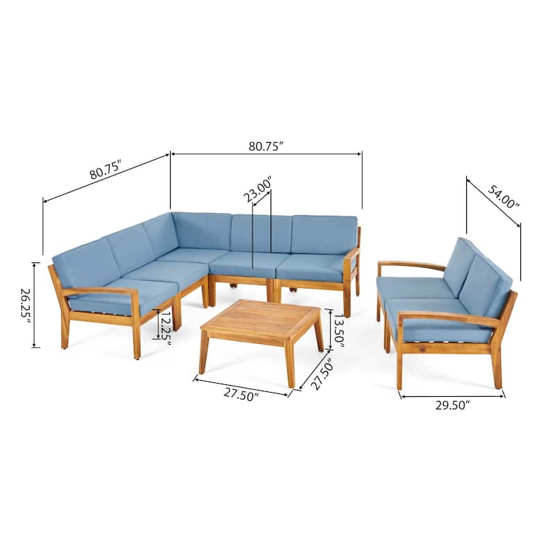 Grenada Outdoor Acacia Wood 7-seater Sectional Set by Christopher Knight Home