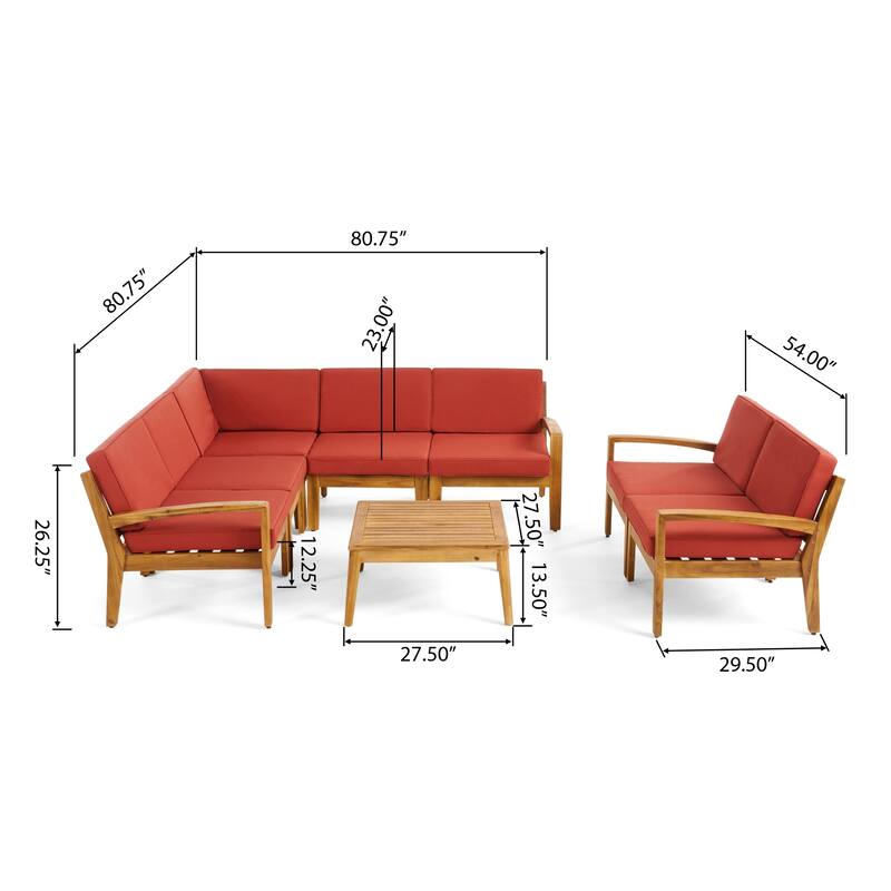 Grenada Outdoor Acacia Wood 7-seater Sectional Set by Christopher Knight Home
