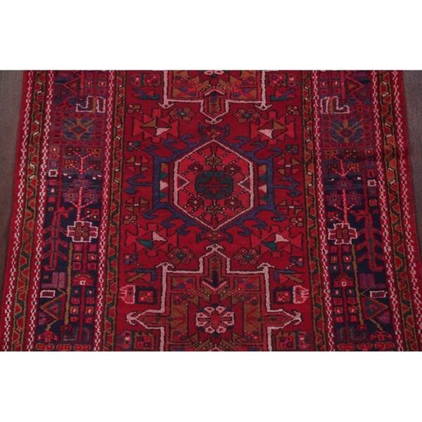 Shop Hand Knotted Geometric Gharajeh Persian 100 Wool Hallway Rug