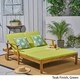 Perla Outdoor Acacia Wood Double Chaise Lounge by Christopher Knight Home - Thumbnail 1