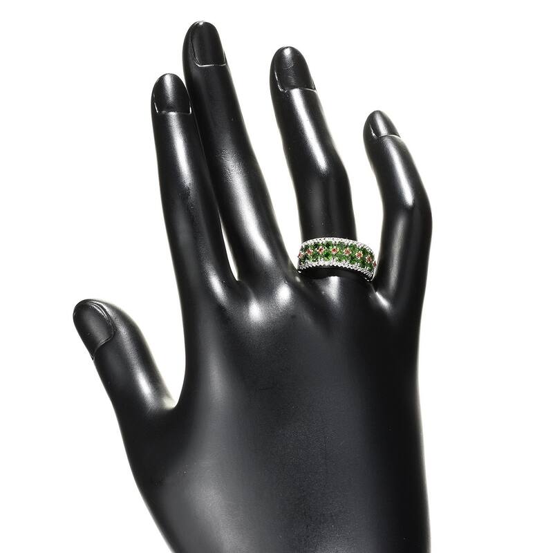 Sterling Silver 1.37ctw Chrome Diopside & Multi Gem Band Ring