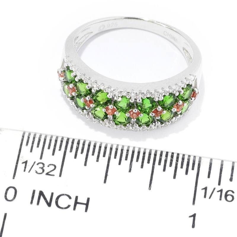 Sterling Silver 1.37ctw Chrome Diopside & Multi Gem Band Ring