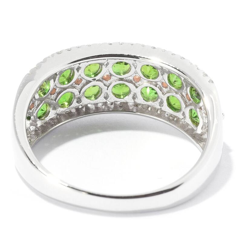 Sterling Silver 1.37ctw Chrome Diopside & Multi Gem Band Ring