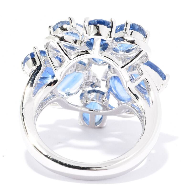 Sterling Silver 8.51ctw Kyanite & White Zircon Flower Ring