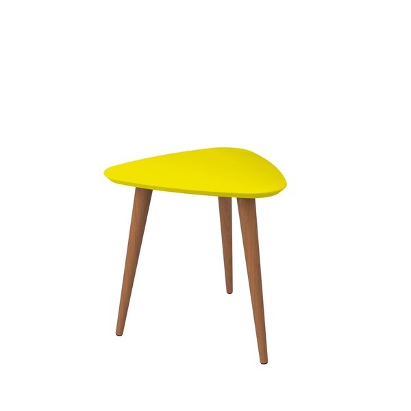 HomeRoots Furniture 19.68" High Triangle End Table with Splayed Wooden Legs - Yellow