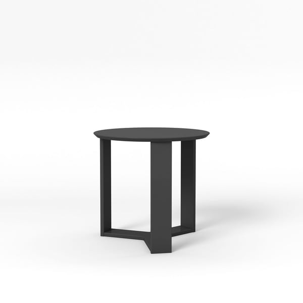 HomeRoots Furniture Madison 2.0 Round Accent End Table in Black Gloss - 23.85"