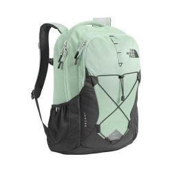 mint green and black north face backpack