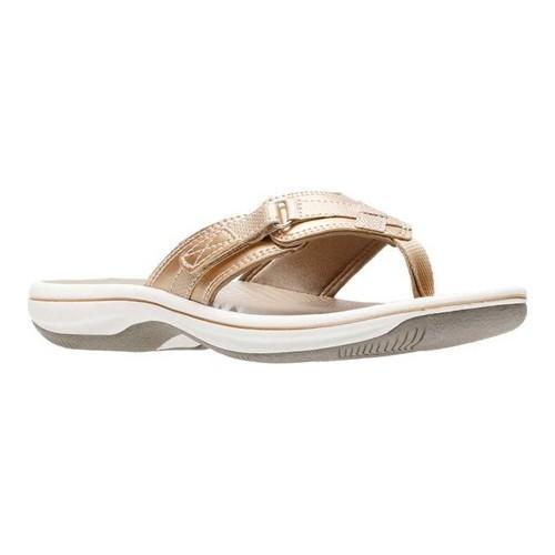 clarks flip flops gold