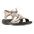Women's Clarks Saylie Moon Strappy Sandal Pewter Metallic Full Grain Leather