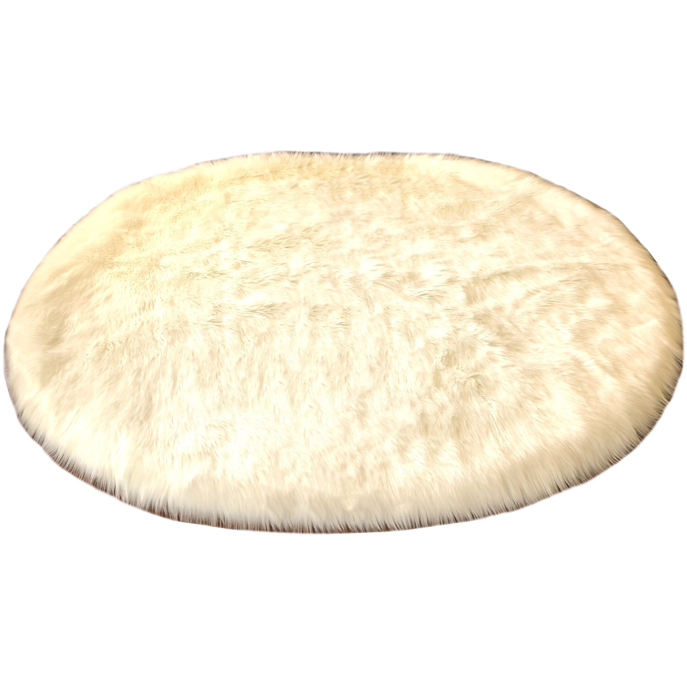 Spectrum Faux Sheepskin Oval Shape Cream Area Rug 4 X Oval Shape Cream Area Rug