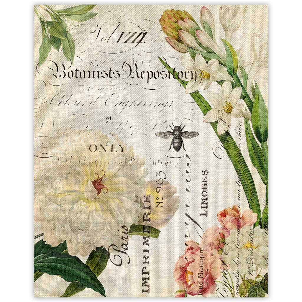 Flower and Bee Botany Collage II by Stacey Powell Wrapped Canvas Art