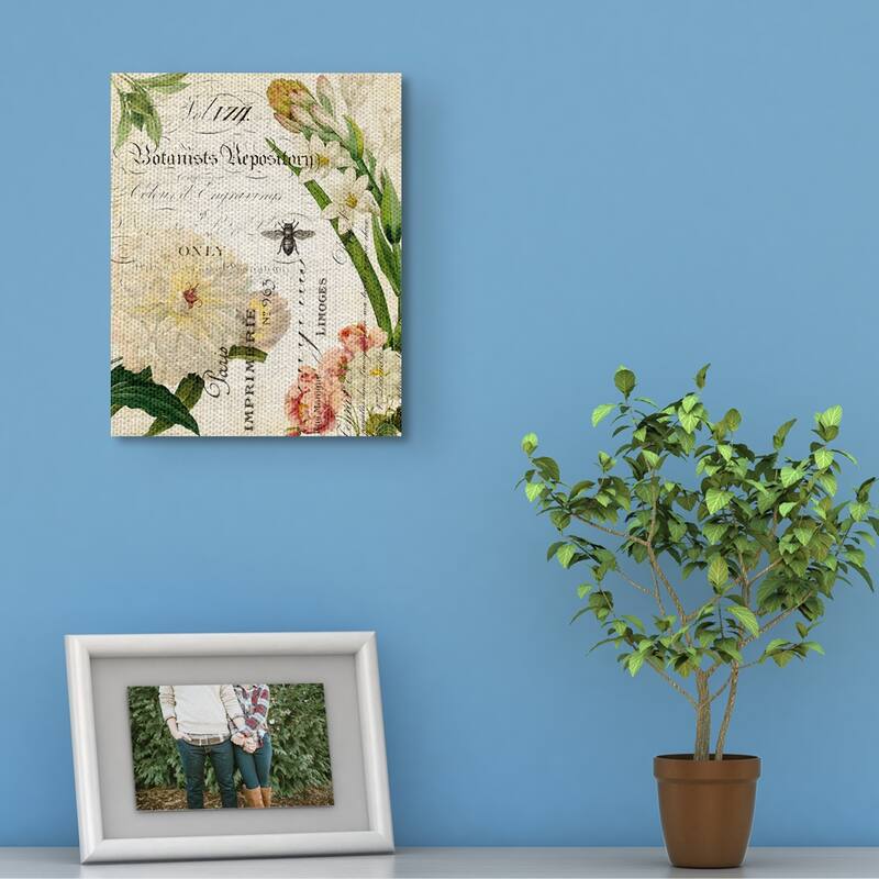 Flower and Bee Botany Collage II by Stacey Powell Wrapped Canvas Art