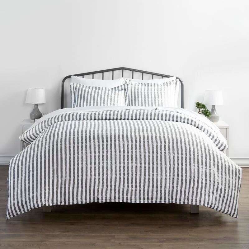 Shop Merit Linens Premium Ultra Soft 3 Piece Rugged Stripes Duvet