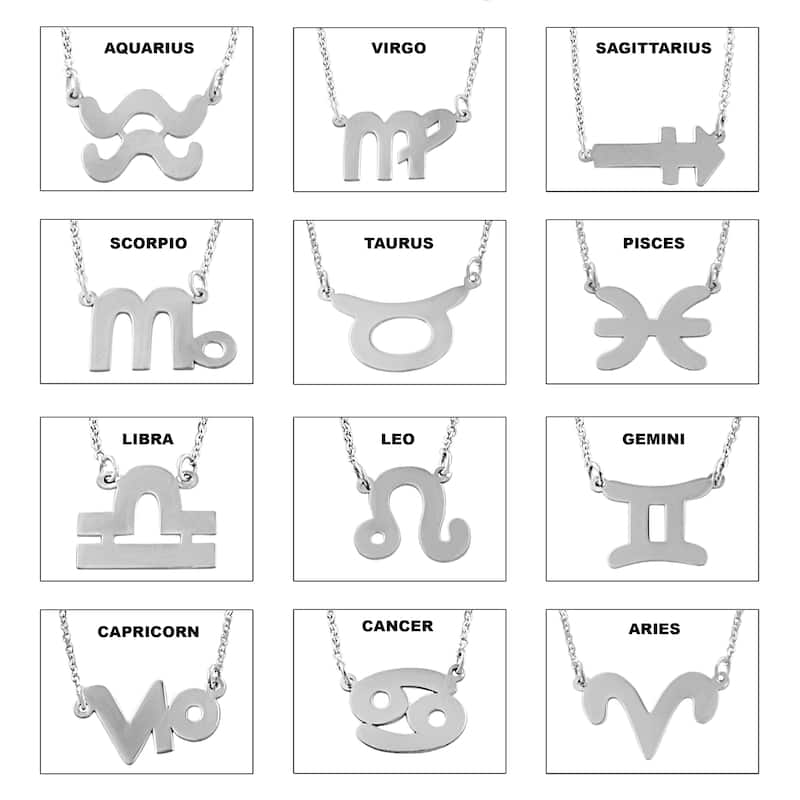 Rhodium Plated Sterling Silver Zodiac Necklace (18 inches)