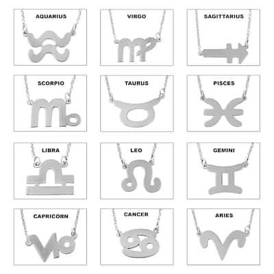 Rhodium Plated Sterling Silver Zodiac Necklace (18 inches)