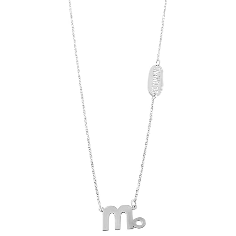 Rhodium Plated Sterling Silver Zodiac Necklace (18 inches) - scorpio