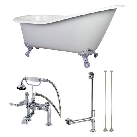 Vintage Slipper 61-inch Cast-iron Clawfoot Tub with Faucet Combo