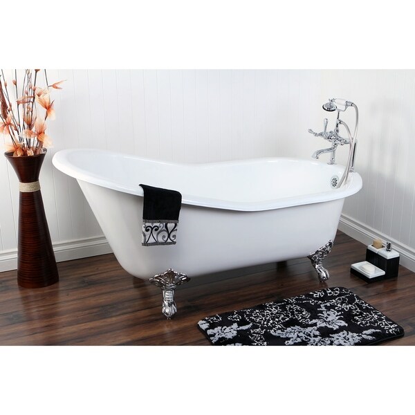 Vintage Slipper 61-inch Cast-iron Clawfoot Tub with Faucet Combo