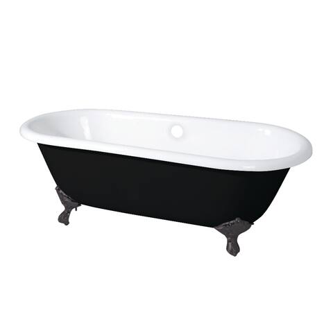 Black Cast Iron Double-ended 66-inch Clawfoot Bathtub with Oil Rubbed Bronze Feet