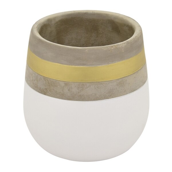 Three Hands 7.25 " Flower Pot - White & Gold - White