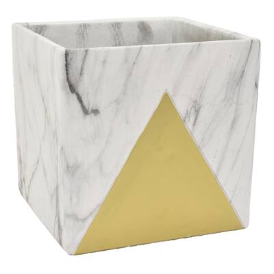 Three Hands 7 " Flower Pot - Marble Look Gold - Gold