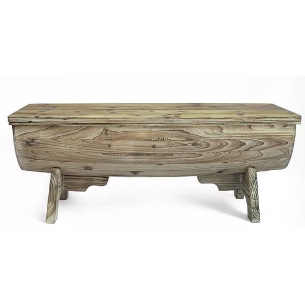 Shop Vintage Wooden Storage Bench With Leather Tufted Top