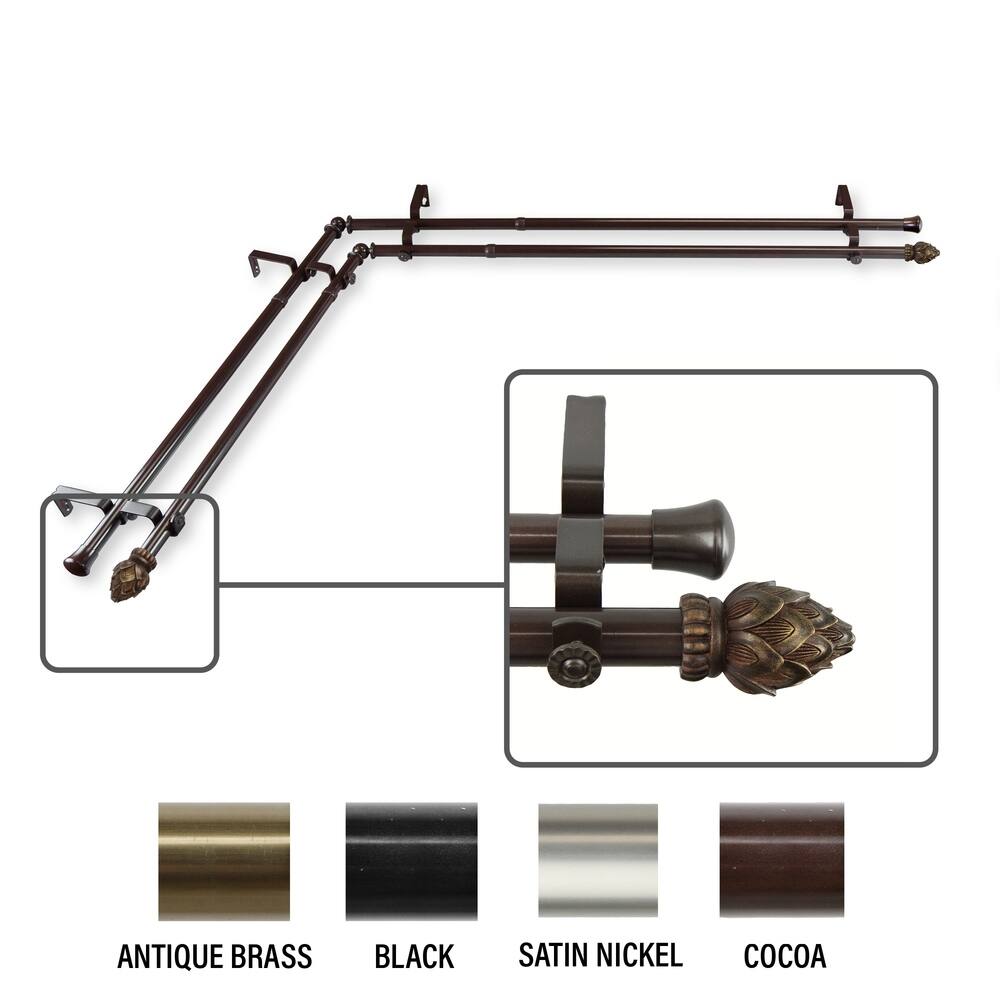 InStyleDesign Lotus Corner Window Double Curtain Rod 13/16 inch dia.