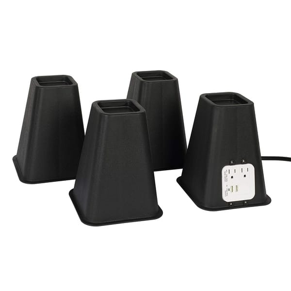 slide 1 of 6, Richards Homewares Riser Bed Risers with USB Ports and Outlets, Black N/A