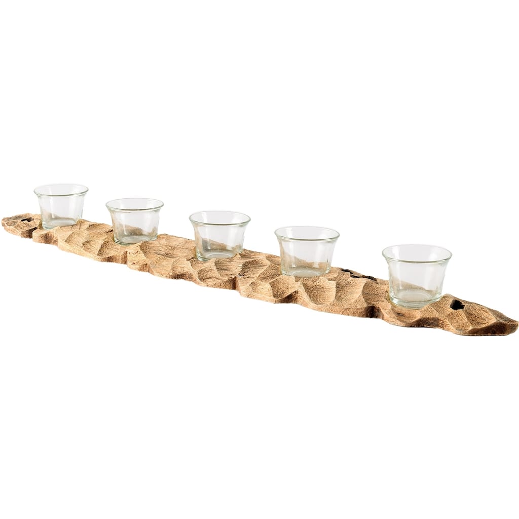 Yerba Reclaimed Mango Wood Five Tealight Table Candle Holder